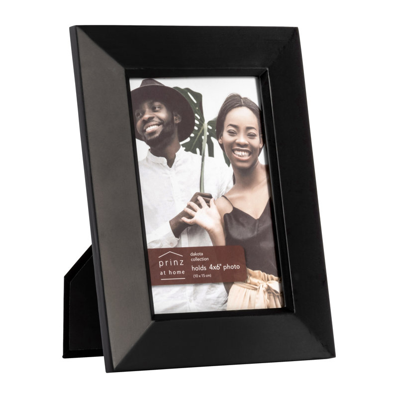 Prinz Dakota Wood Wall or Tabletop Picture Frame - Two Photo Frame Set, 4" x 6", Black