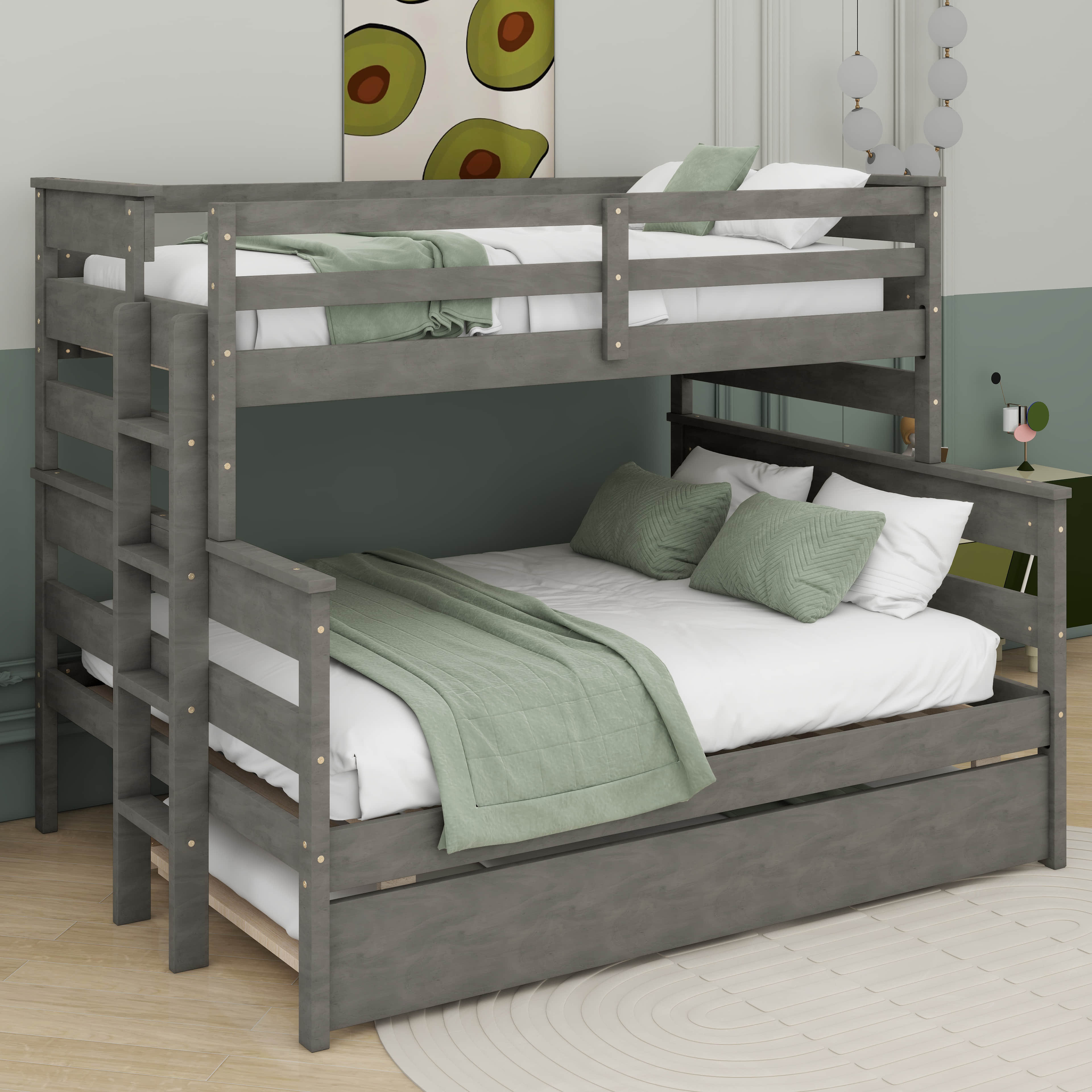 Harriet Bee Jaynette Kids Twin Over Full Bunk Bed with Trundle | Wayfair