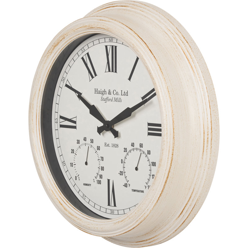 Metal Wall Clock, Gold/Cream