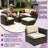 6-Piece Patio Furniture Set, Modular Sectional Sofa With Armchair, All-Weather Outdoor Couch With Cushions & Pillows And Coffee Table For Backyard, Deck (Brown-Beige)