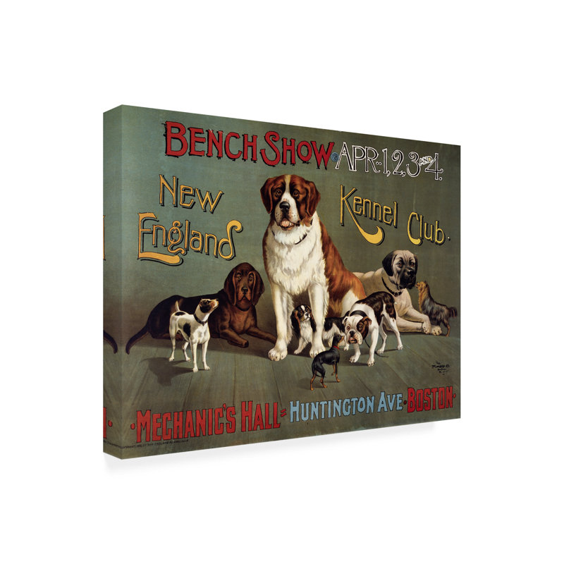 Bench Show New England Kennel Club sur toile, H 14 po x l 19 po x P 2 po