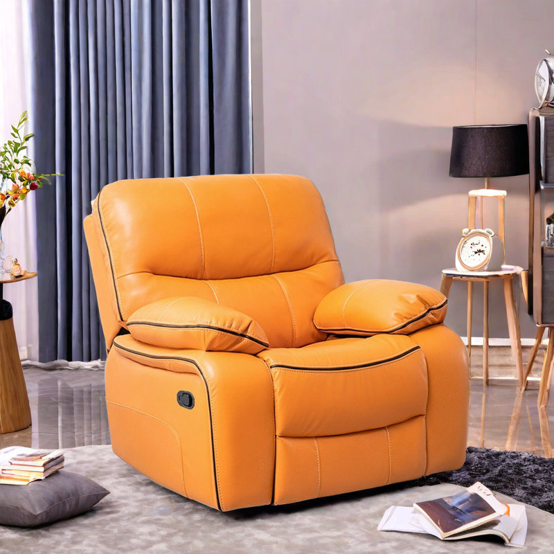 Fauteuil inclinable pivotant en similicuir Tajmir, Orange