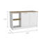 Îlot de cuisine avec grand comptoir, tablettes de rangement ouvertes et armoire à deux portes-43740759