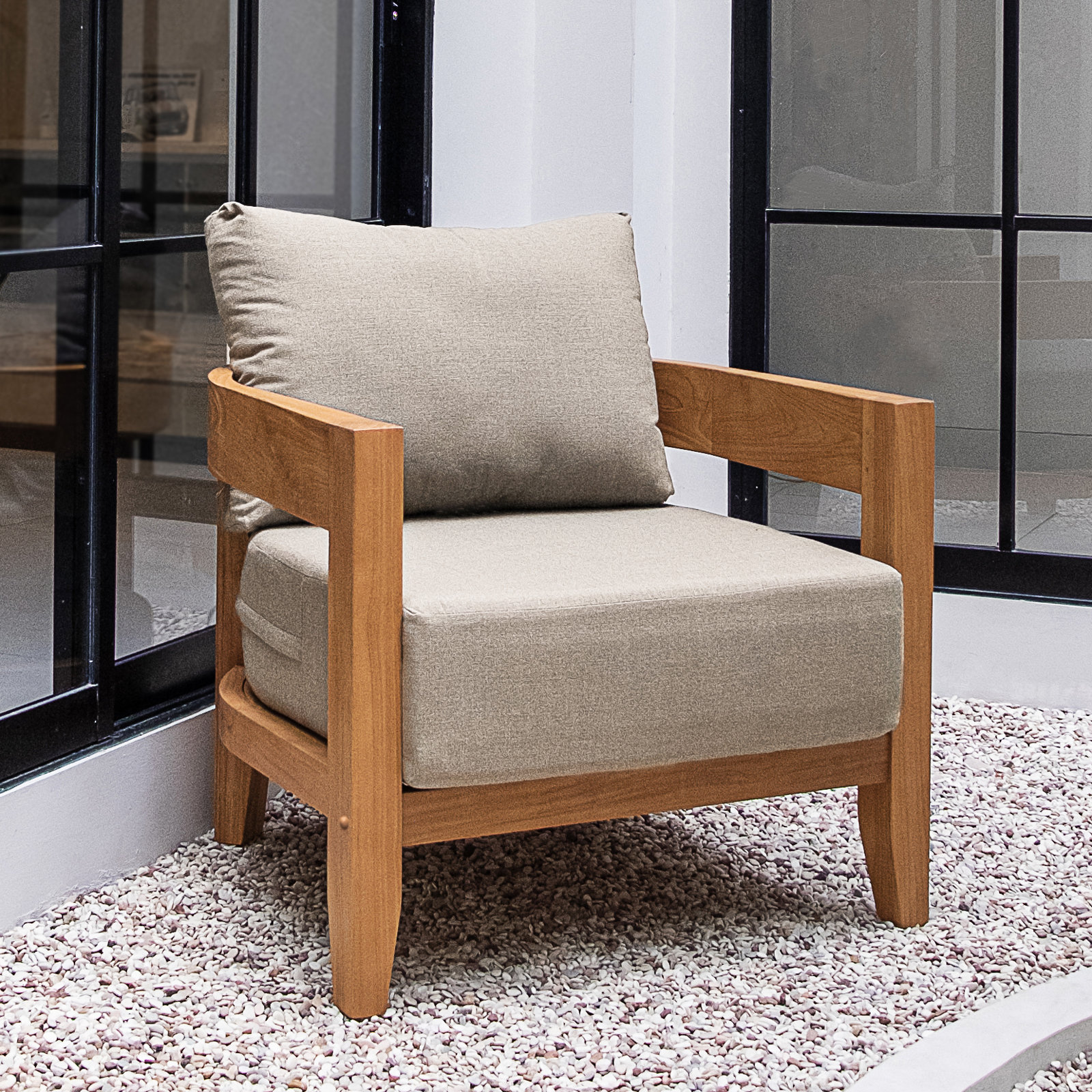 Keaton Patio Lounge Chair, Beige