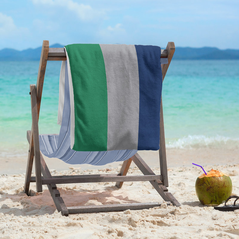 Vancouver Lightweight Beach Towel, Green/Cool Gray/Blue, Microfiber