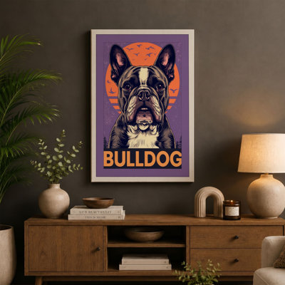 Bulldog with Sun Modern - Wrapped Canvas