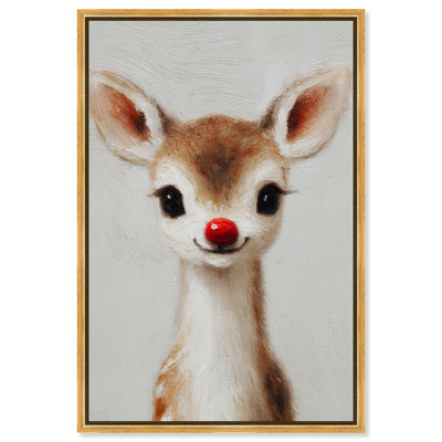 "Baby Rudolph", reproduction d'art sur toile par Art Remedy, cadre noir, 10 x 15
