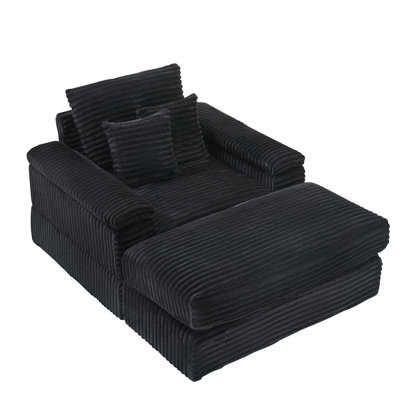 Kothan 44" Deep Seat Single Corduroy Sofa With Ottoman by Latitude Run