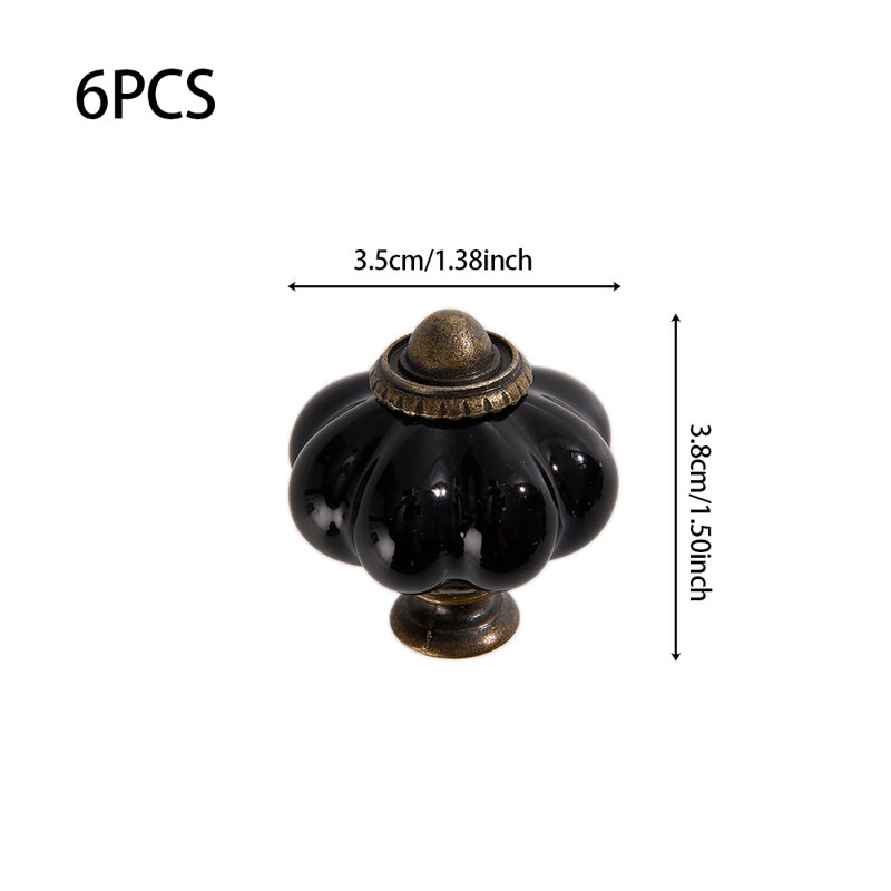 6Pcs Pumpkin-shaped Ceramic Furniture Knobs
