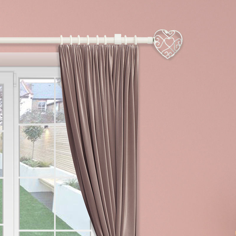 Astoria Cream Mild Steel Adjustable 16cm Single Curtain Pole, 8.5cm H x 210cm W x 7.5cm D