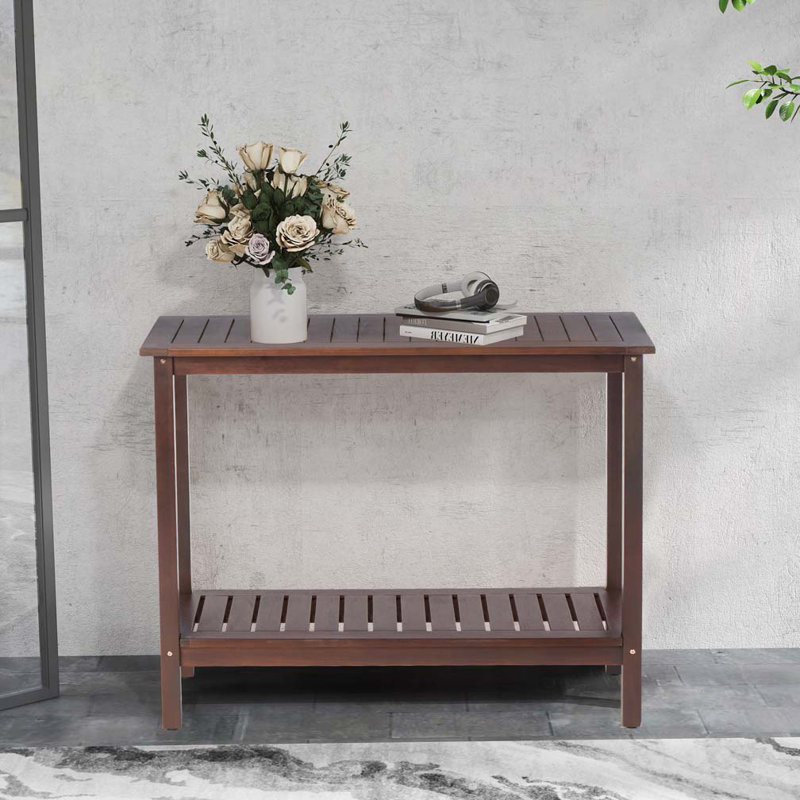 Patio Console  Table with Rectangular Top,Open Shelf
