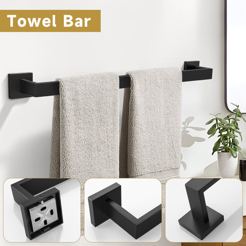5 Piece Bathroom Hardware Set (Set Of 5), Matte Black