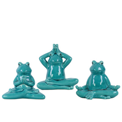 Figurine de grenouille assise en méditation en céramique
