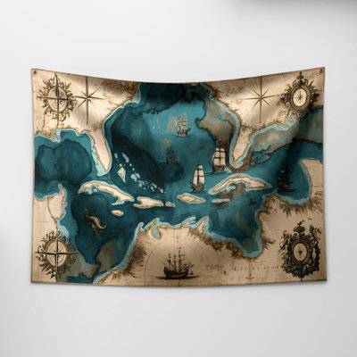 Nautical Nautical charts and maps Wall Tapestry