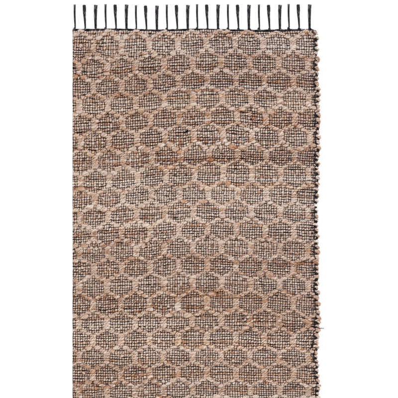 Gonzalas Hand Woven 0.85 Jute 0.15 Cotton Geometric Rug, Square 6'