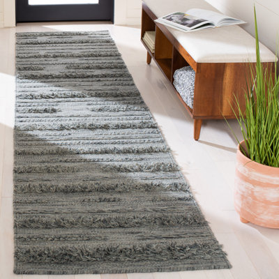 Hartzler Hand-Woven Flatweave Grey/Ivory Area Rug