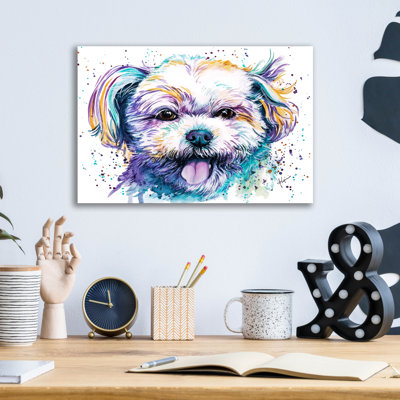 Red Barrel Studio® 'Rainbow Dogs Shih Tzu' by Lindsay Kivi Acrylic Glass Wall Art