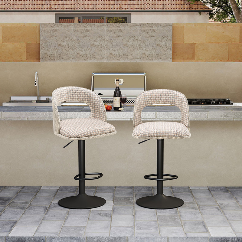 Chaise de bar pivotante pour l'extérieur, Linen Blend Beige