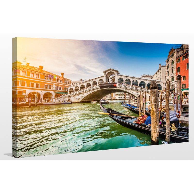 «Rialto Bridge at Sunset in Venice», reproduction de photo sur toile tendue, H 28 po x l 48 po x p 1,5 po