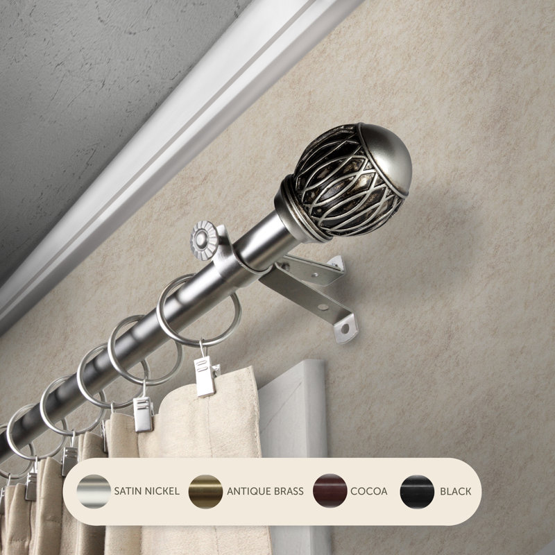 Tringle à rideaux 3/4 po Doughman, 28" – 48", Nickel satiné