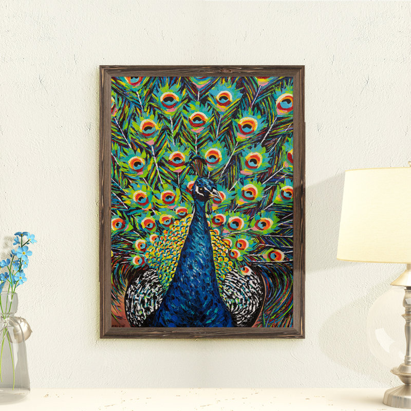 « somptueux peacock ii » par paul cezanne-reproduction d’art sur image, H 32 po x l 44 po x 1,25 po, Espresso Framed Canvas