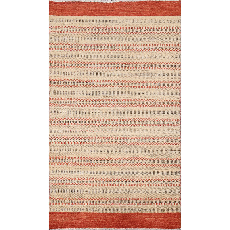 Striped Gabbeh  Handmade Wool Rug 3x5