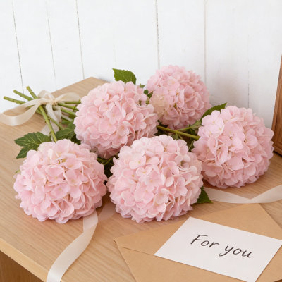 5 Stems Artificial Silk Hydrangea Flowers - Realistic Faux Hydrangea Bouquet for Vase, Wedding, Home Decor, Valentine's Day & Easter Table Centerpiece