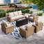 Rattan 7 - Person Seating Group with Cushions-179107345-179107343