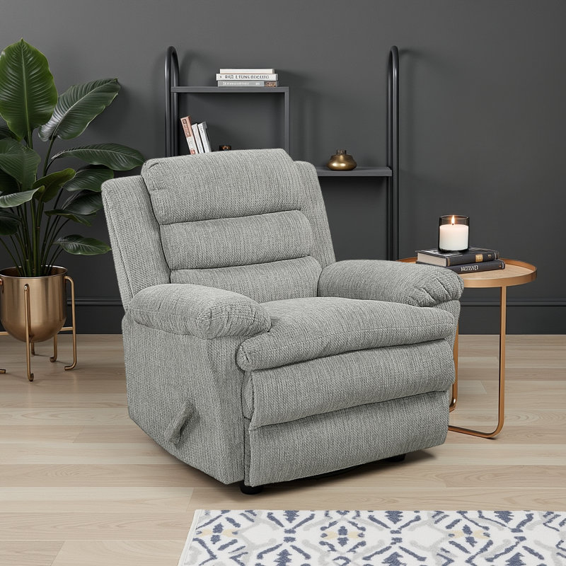 Rosalee 41" Modern & Contemporary Textured Microfiber Swivel Glider Reclining Chair with 360-Degree Swivel & Gentle Gliding Motion