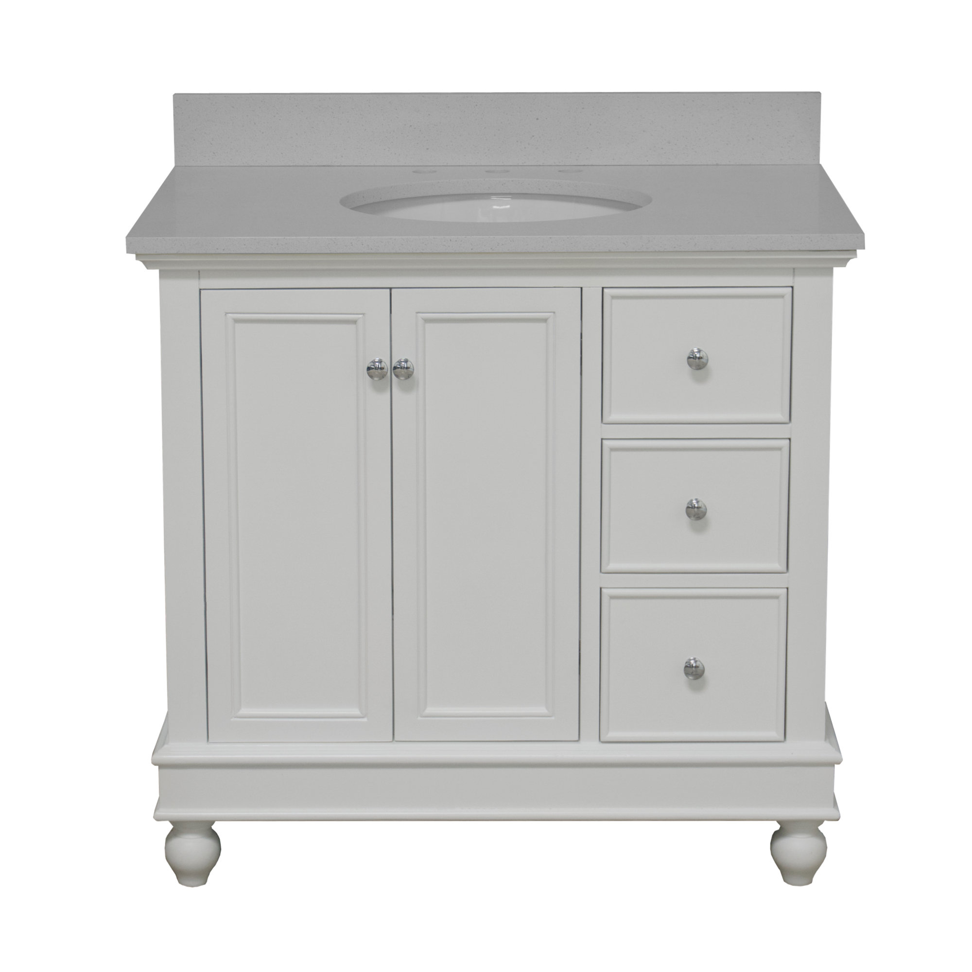 Ferdinand 36'' Single Bathroom Vanity, Quartz, White