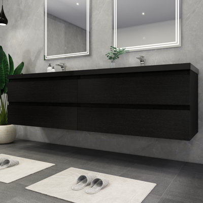 Ensemble de meuble-lavabo double mural 84 po Kirker