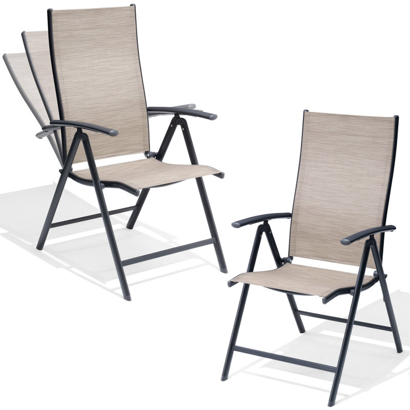 Outdoor Dining Armchair with Adjustable Backrest, Beige