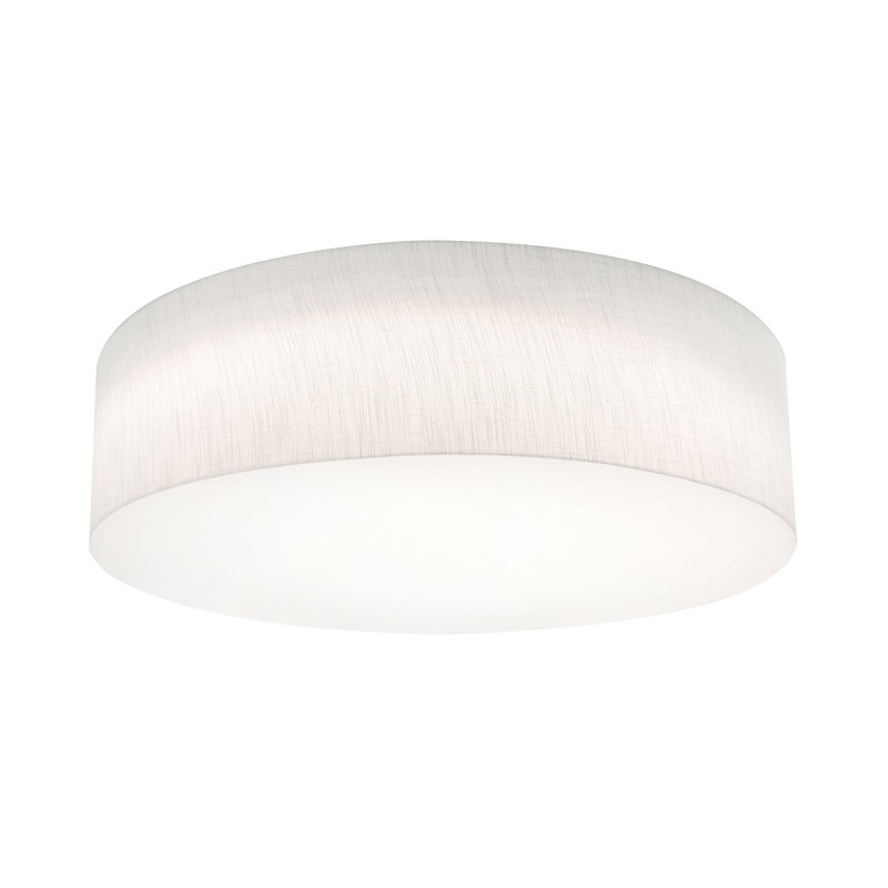 Plafonnier encastré cylindrique à 1 lumière Kley, H 7,5 po x l 24 po x P 24 po, Blanc, Non