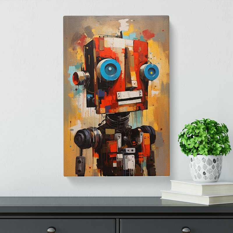 Robot Gestural Art - Wrapped Canvas, 60cm H x 40cm W x 3cm D