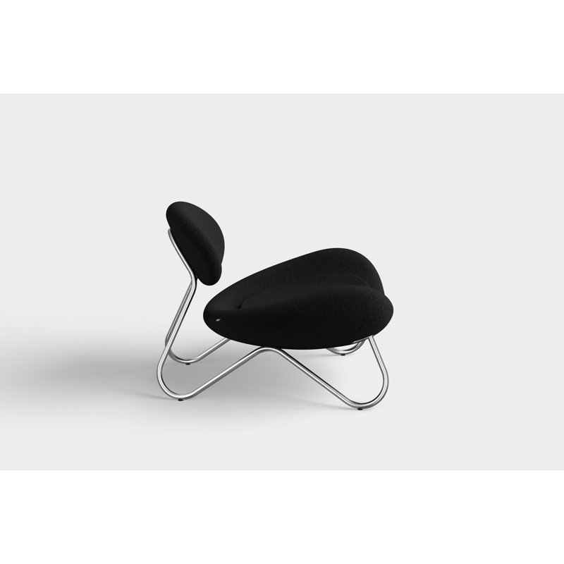 Meadow Lounge Chair, Black Painted Steel Frame, Brushed Stainless Steel, Natural Polyester Blend