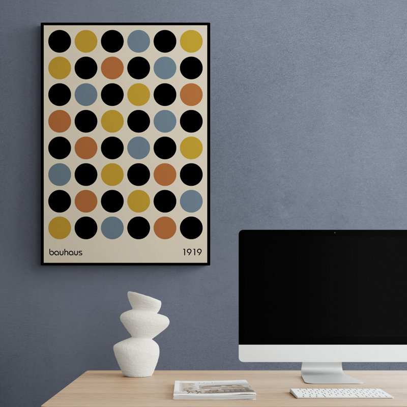 Bauhaus Coloured Circles Abstract - Wrapped Framed Canvas Wall Art, 117cm H x 81cm W x 4cm D