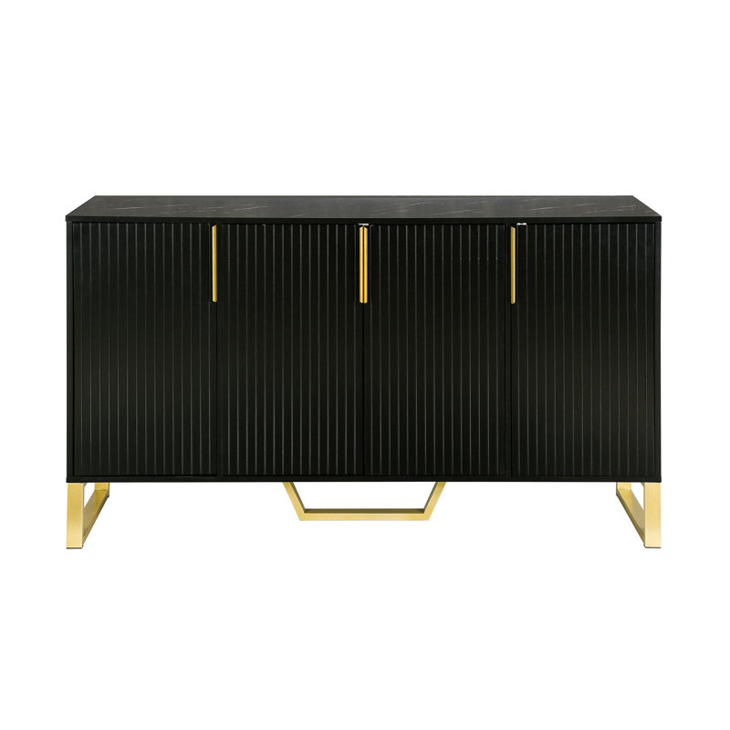 Buffet moderne avec quatre portes, Noir