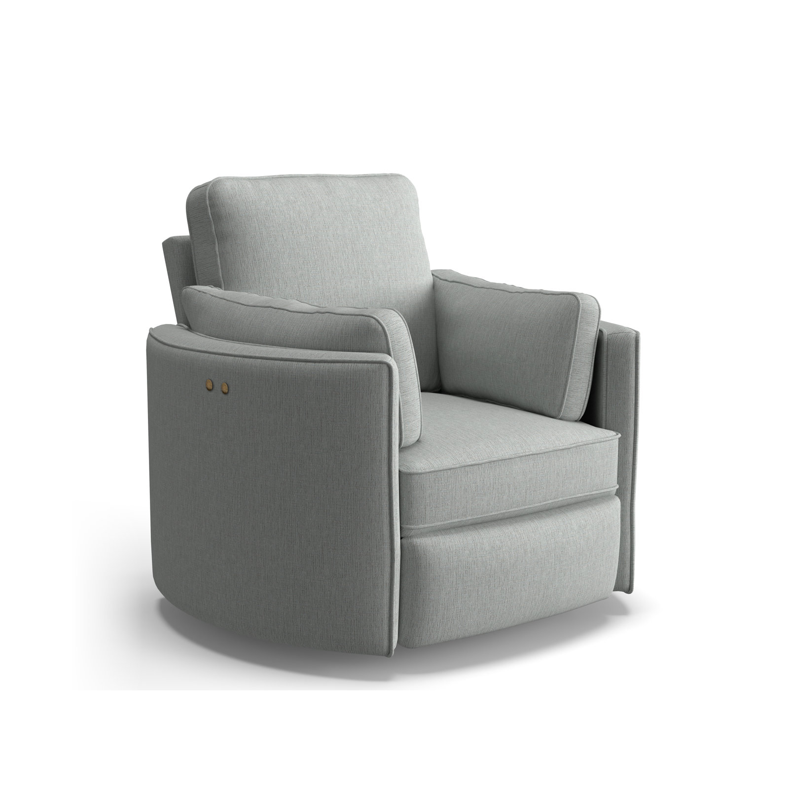 Swivel Barrel Recliner, Radical Ash Gray Performance Chenille, Power