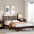 King Size Wood Platform Bed With Gourd Shaped Headboard, Retro Style And Sturdy Wooden Slat Support For Comfortable Sleep-1049822681-812727743