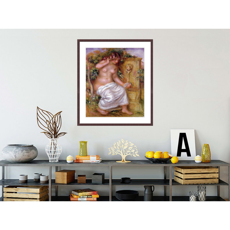 «The Bather at the Fountain» par Pierre-Auguste Renoir, impression giclée encadrée, H 38,32 po x l 33,5 po