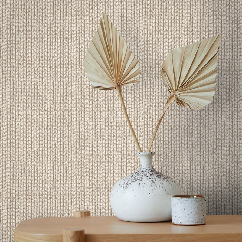 Flora Collection Rope Weave Wallpaper Roll, Beige