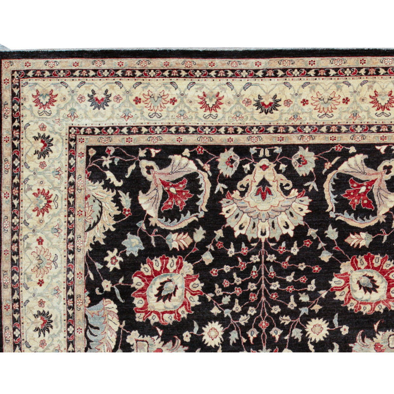 Tapis noir de haute qualité noué à la main