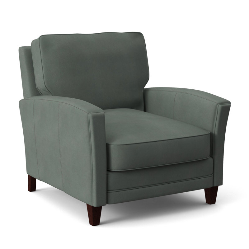 Zion Armchair, Mahogany, Aline Light Gray Stonewash Genuine Leather
