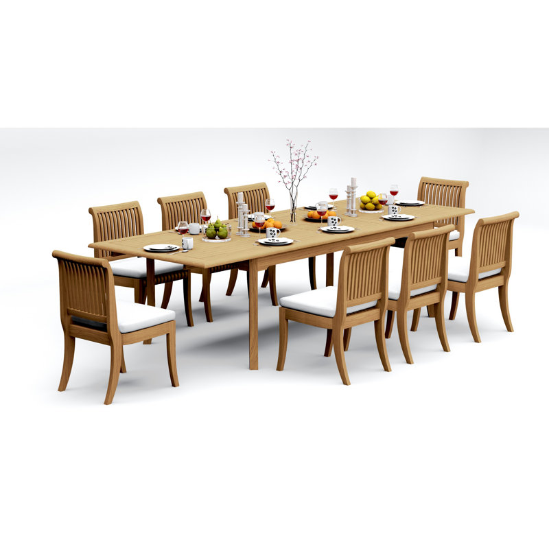 Ensemble de salle à manger 13 pièces en bois de teck de qualité A: 118 po Table rectangulaire à double extension Giva # 11GV2400