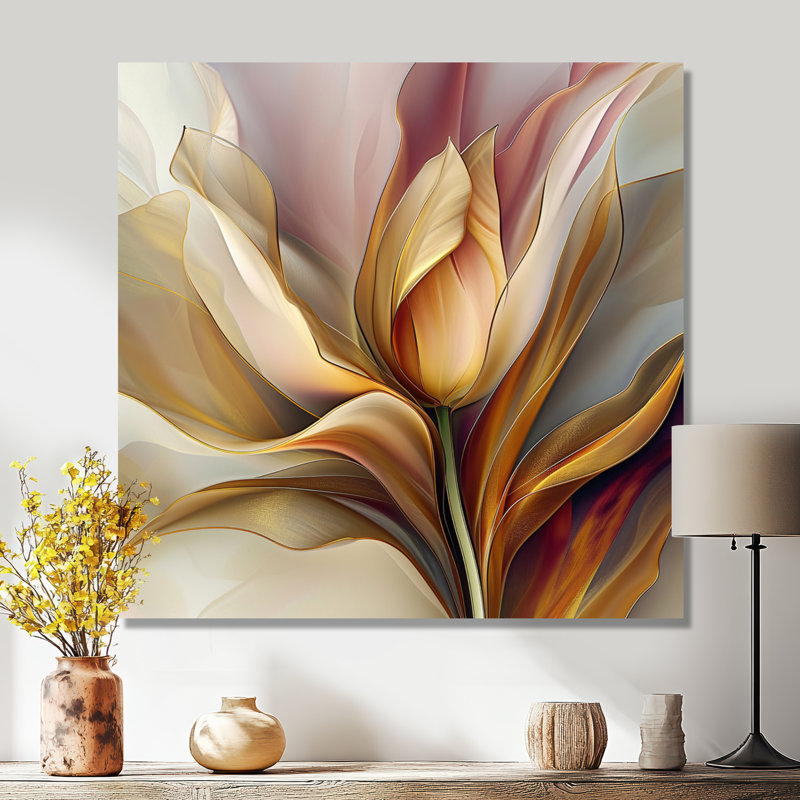 «Yellow Tulip», impression d'art mural, Métal métal, H 16 po x l 16 po x P 1 po