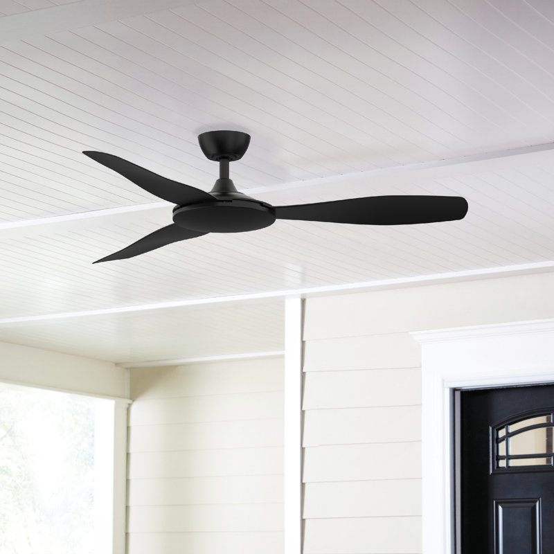 GlideAire 52 inch Indoor/Outdoor Ceiling Fan - Black with Black blades, Black