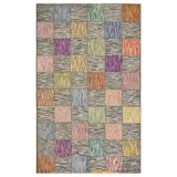 Artistic Geometric Tile Pattern Antique Folk Art American Hooked Rug