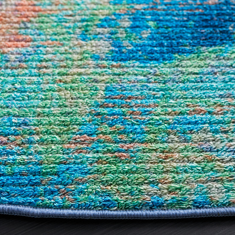 Sequoia Performance Machine Washable Abstract Rug, Round 6'7"