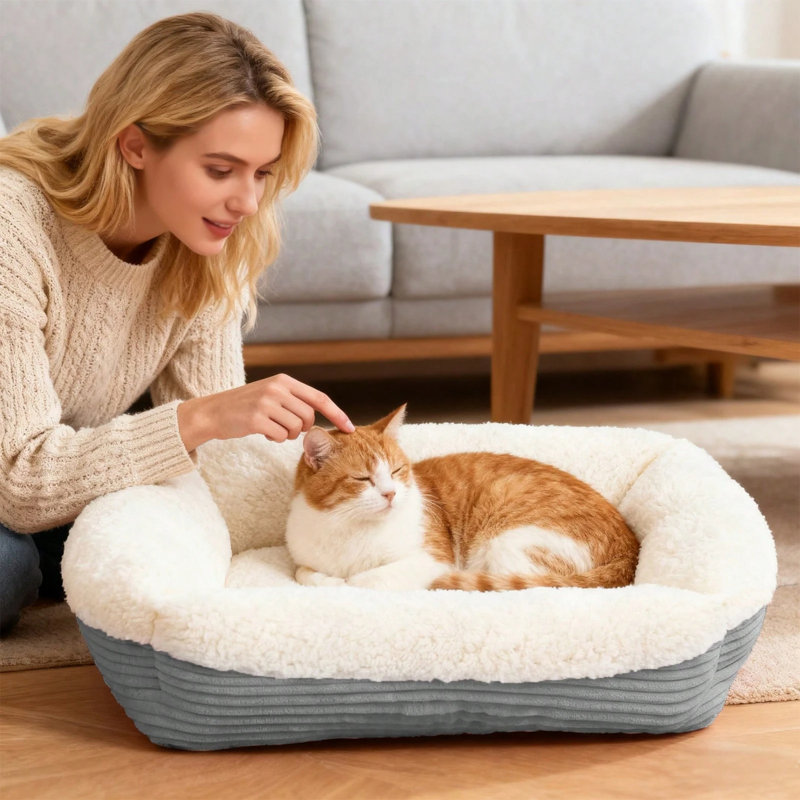 Lit chaud et moelleux pour animaux de compagnie pour chats et chiens - doux, robuste et lavable à la machine avec base antidérapante