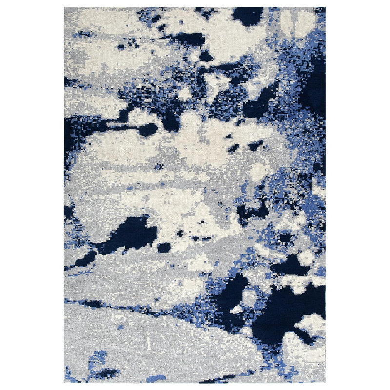 Grand tapis d'intérieur doux et lavable bleu, Rectangle 8 pi x 10 pi